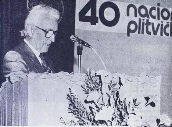 Josip Movčan spricht zum 40. Jubiläum des Nationalparks Plitvicer Seen