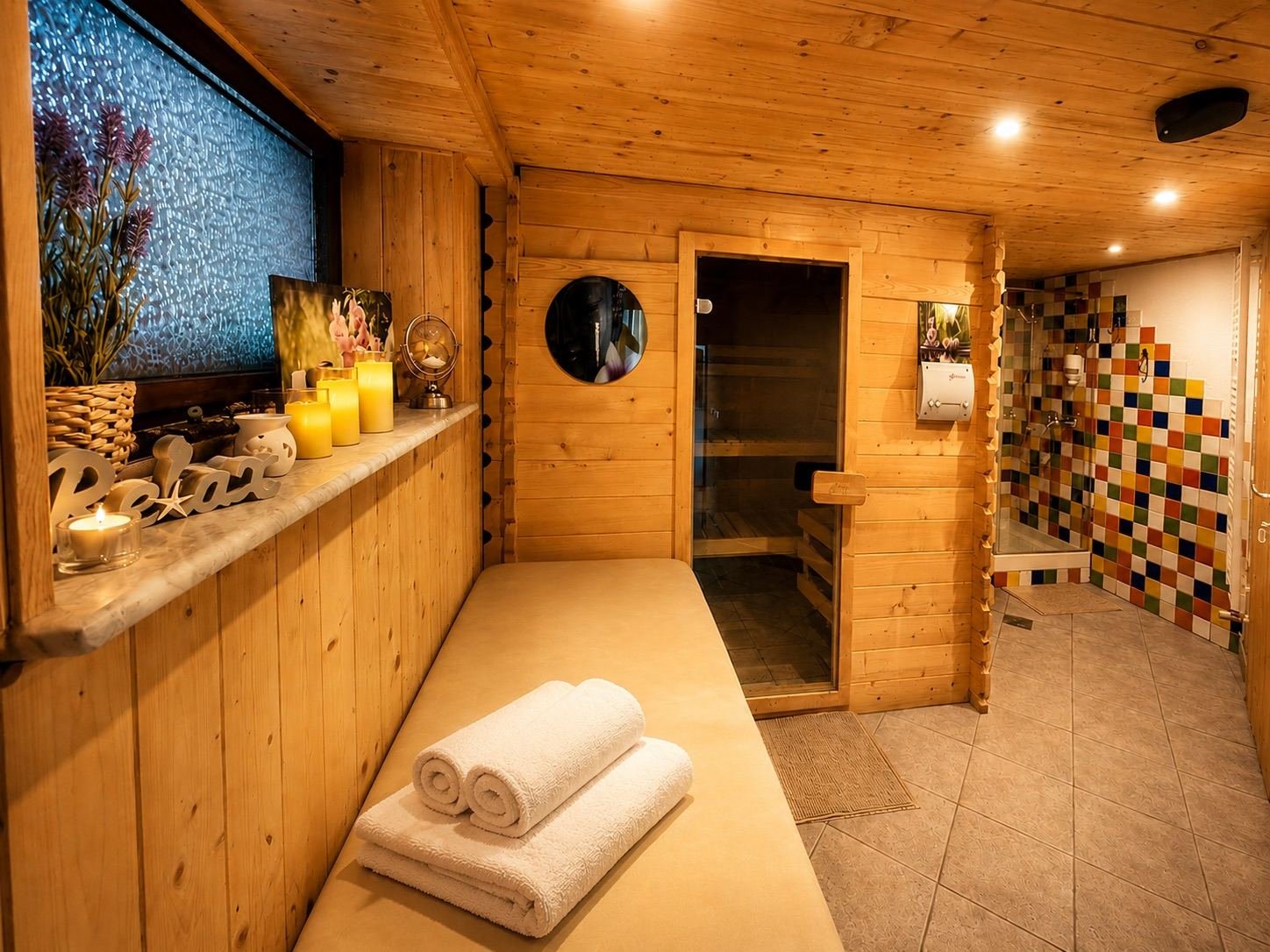 Finnische Sauna und Ruheraum in der Villa Mukinja